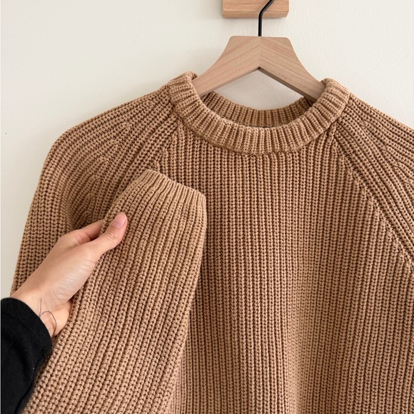 Quince Organic Cotton Chunky Knit Sweater – Camel - Picture 2 of 6